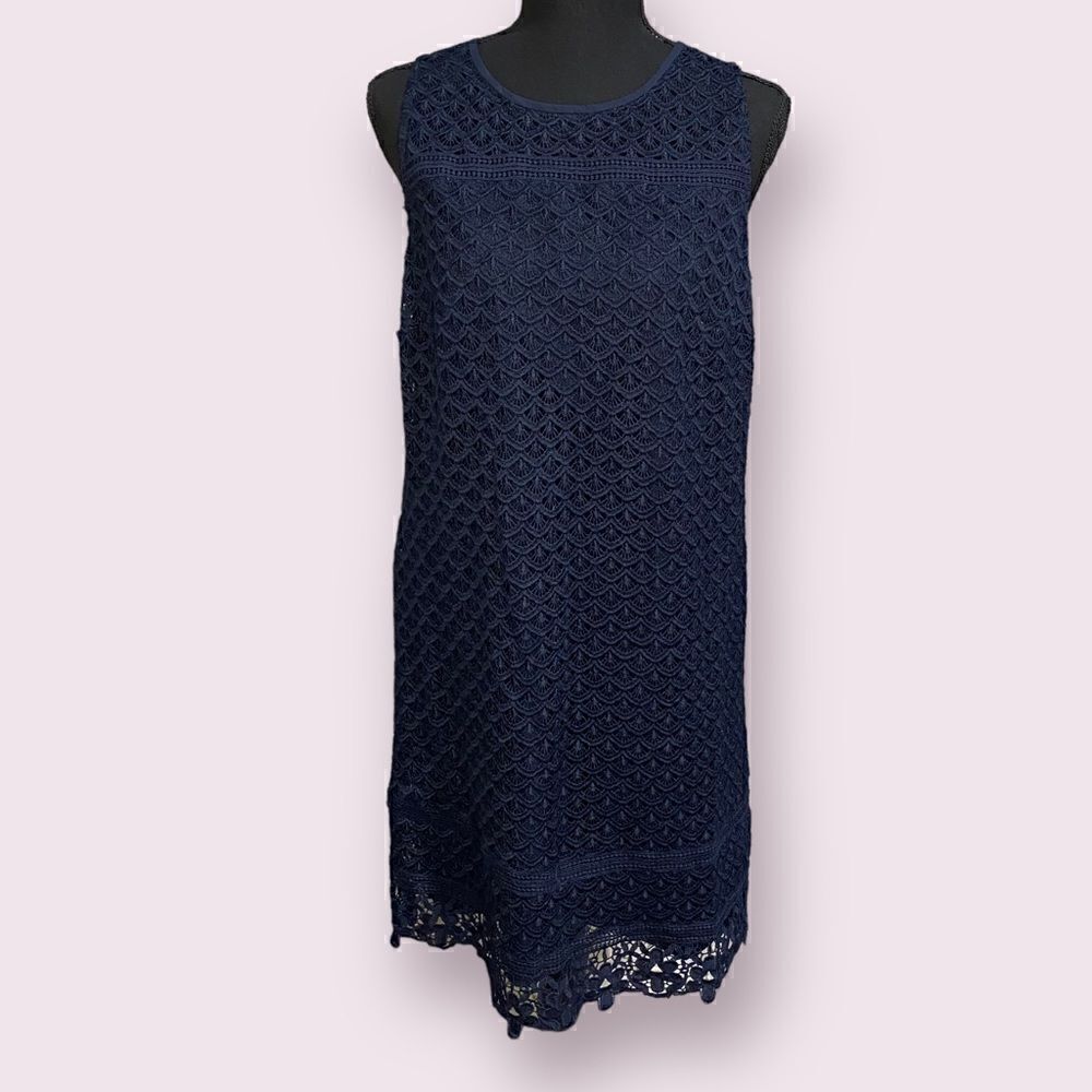 LOFT Navy Lace Shift Dress Size 6 - Picture 2 of 7